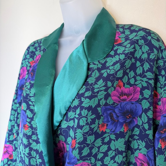 VS | VTG Gold Label Floral Ivy Print Relaxed Mini Nightie Robe Sleep Shirt - Picture 5 of 16